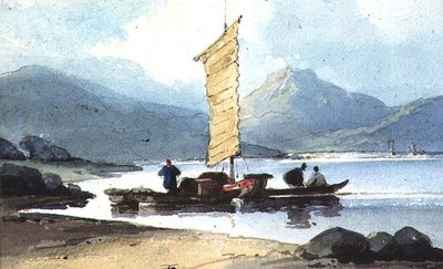 Båt med gula segel, Kina av George Chinnery