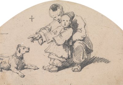 Kinesisk far och barn med hund av George Chinnery