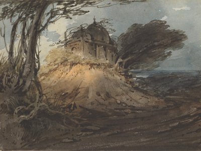 Indiskt tempel, ca. 1808-12. av George Chinnery