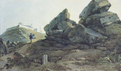 Rocks and a Hill Convent, Kina av George Chinnery