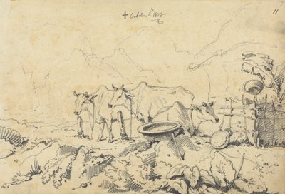 Tre kor bundna av George Chinnery