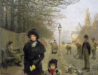 En vårmorgon, Haverstock Hill, 1881 av George Clausen