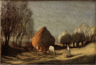 Hayfield, Widdington (färg) av George Clausen