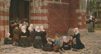 Högmässa i en fiskeby vid Zuyder Zee, Holland, 1876, c1930. av George Clausen