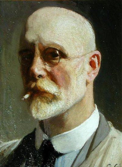 Självporträtt med cigarett av George Clausen
