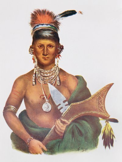 Appanoose, en Sauk-hövding, 1837, illustration från "The Indian Tribes of North America, Vol.2", av Thomas L. McKenney och James Hall, pub. av John Grant av George Cooke