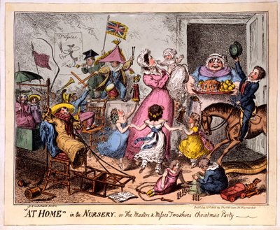 HEMMA i barnkammaren, eller Mästarna och missar två skor Julfest, 1835 (färgad etsning) av George Cruikshank