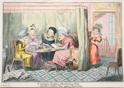 En nyfiken Junto av förtalande alver - eller "Lyssnare hör sällan gott om sig själva", 1835 (handfärgad gravyr) av George Cruikshank