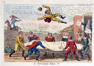 Ett spanskt skämt, pub. 1808 (handfärgad gravyr) av George Cruikshank
