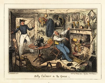 En sjölöjtnant kallar en gammal midskeppsman till tjänst, 1826 (litografi) av George Cruikshank