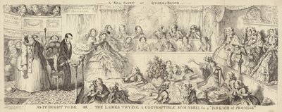 En satirisk teckning av Queens Bench av George Cruikshank