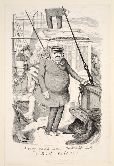En mycket bra man, utan tvekan, men en Bad Sailor!, pub. 1845 av George Cruikshank