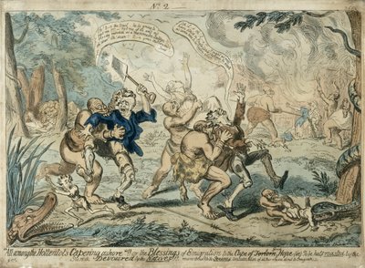 All Among the Hottentots Capering Ashore..., publicerad 7 september 1819 av George Cruikshank