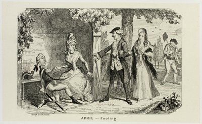 April - Fooling från George Cruikshanks stålgravyrer till The Comic Almanacks: 1835-1853 av George Cruikshank