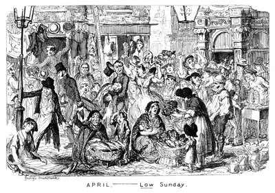 April - Låg söndag, 1800-talet. av George Cruikshank
