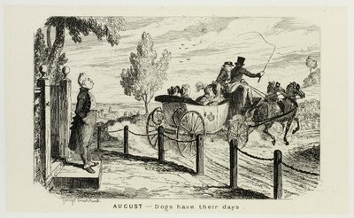 Augusti - Hundar har sina dagar från George Cruikshanks stålgravyrer till The Comic Almanacks: 1835-1853 av George Cruikshank