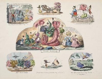 Bonnet Building, pub. 1828 (handfärgad gravyr) av George Cruikshank