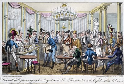 Café des Milles kolumner - i "Life in Paris" av David Carey, London av George Cruikshank