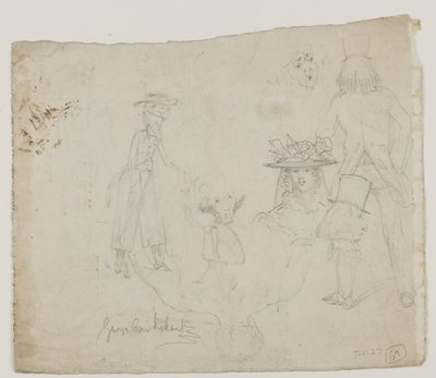 Karaktärsstudier (penna, penna och bläck på papper) av George Cruikshank