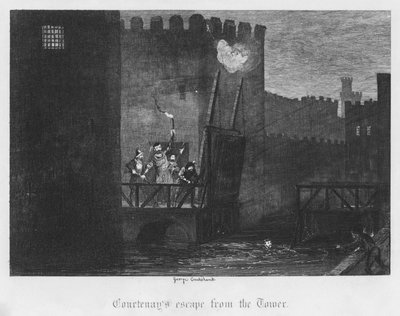 Courtenays flykt från tornet (gravyr) av George Cruikshank