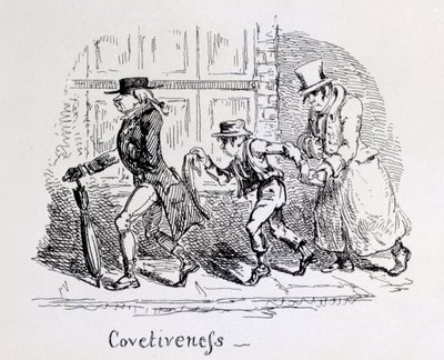 Begärlighet från frenologiska illustrationer, 1826 av George Cruikshank