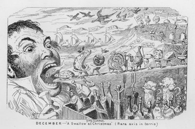 December, En svale i julen (gravering) swed av George Cruikshank