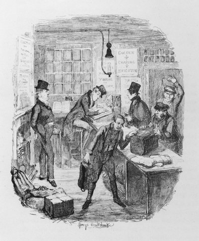 Tidiga tränare, ca 1836 (gravyr) av George Cruikshank