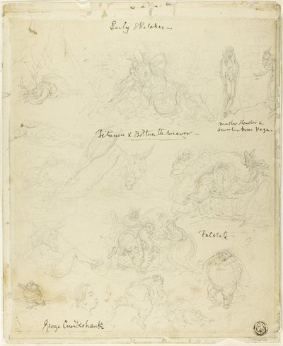 Tidiga skisser till Falstaff, Midsommarnattsdröm av George Cruikshank