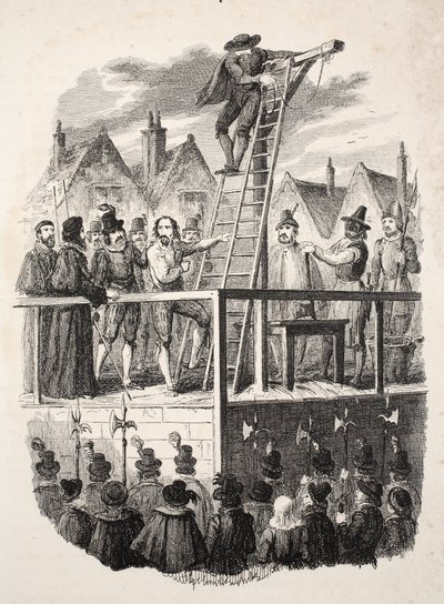 Avrättning av Guy Fawkes, pub. 1841. av George Cruikshank