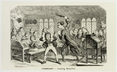 Februari - Att skära väder från George Cruikshanks ståletsningar till The Comic Almanacks: 1835-1853 av George Cruikshank