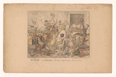 Avgift i barnrummet Hemma i barnkammaren, eller mästarna & frökarna twoshoes julfest (titel på objekt) av George Cruikshank
