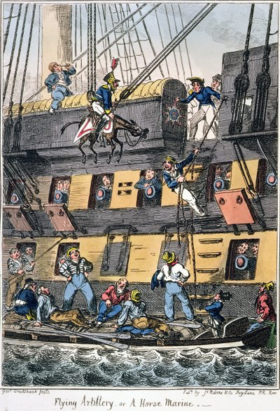 Flygande artilleri eller en hästmarin (färggravyr) av George Cruikshank