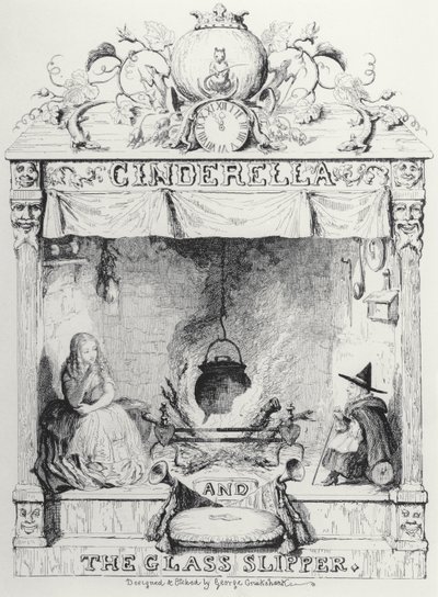 Frontispice av Askungen och glastoffeln av Charles Perrault av George Cruikshank