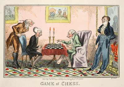 Game of Chess, pub av Thomas McLean, 1835 (handfärgad gravyr) av George Cruikshank