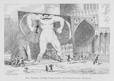 Guy Fawkes behandlad klassiskt, En outställd serie (gravyr) av George Cruikshank