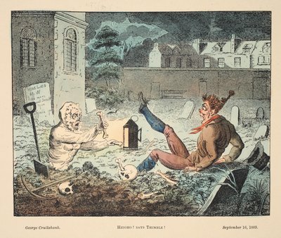 Hej! Säger fingerborg!, pub. 1809 (handfärgad gravyr) av George Cruikshank