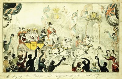 Hennes Majestät Drottning Victorias första inträde i Brighton 4 oktober 1837, 1837 av George Cruikshank
