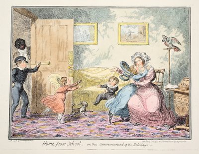 Hemma från skolan eller när semestern börjar pub. 1835 (handkolorerad gravyr) av George Cruikshank