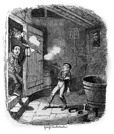 Illustration för "" Oliver Twist"" (Olivier) av Charles Dickens (1812-1870), av George Cruikshank (1792-1878). av George Cruikshank