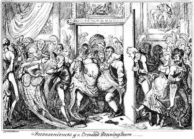 Besvär med en trång salongen, 1818. av George Cruikshank