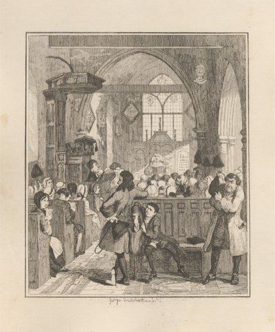 Jack Sheppard begår rånet i Willesden Church av George Cruikshank