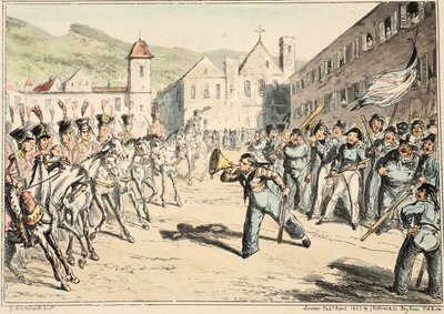 Jacks Trump of Defiance, från Greenwich Hospital, en serie sjöskisser, beskrivande av ett liv som en man-of-wars-man, pub. 1826 (handfärgad gravyr) av George Cruikshank