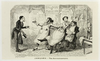 Januari - Tillkännagivandet från George Cruikshanks ståletsningar till The Comic Almanacks: 1835-1853 av George Cruikshank