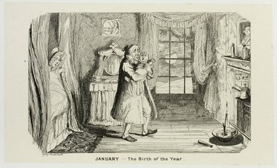 Januari - Årets födelse från George Cruikshanks ståletsningar till The Comic Almanacks: 1835-1853 av George Cruikshank