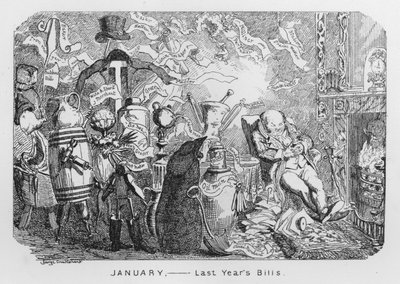 Januari, förra årets sedlar (gravyr) av George Cruikshank