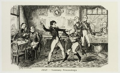 Juli - Sammanfattning av George Cruikshanks stålgravyrer till The Comic Almanacks: 1835-1853 av George Cruikshank