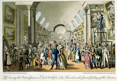 Louvrens stora galleri - i "Life in Paris" av David Carey, London av George Cruikshank