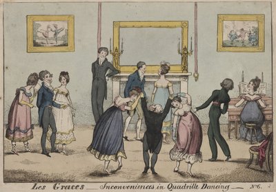 Les Graces, olägenheter i Quadrille Dancing, 1817 av George Cruikshank