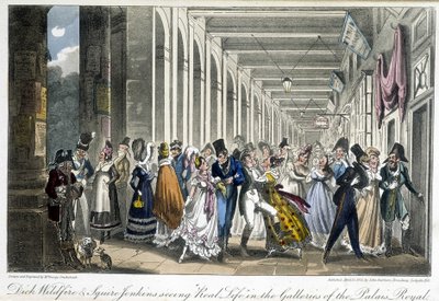Les galeries du Palais Royal - i "" Life in Paris"" av David Carey, London av George Cruikshank