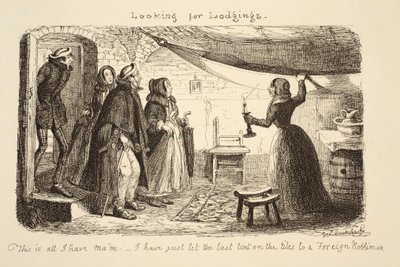 Söker boende, pub. 1851 av George Cruikshank